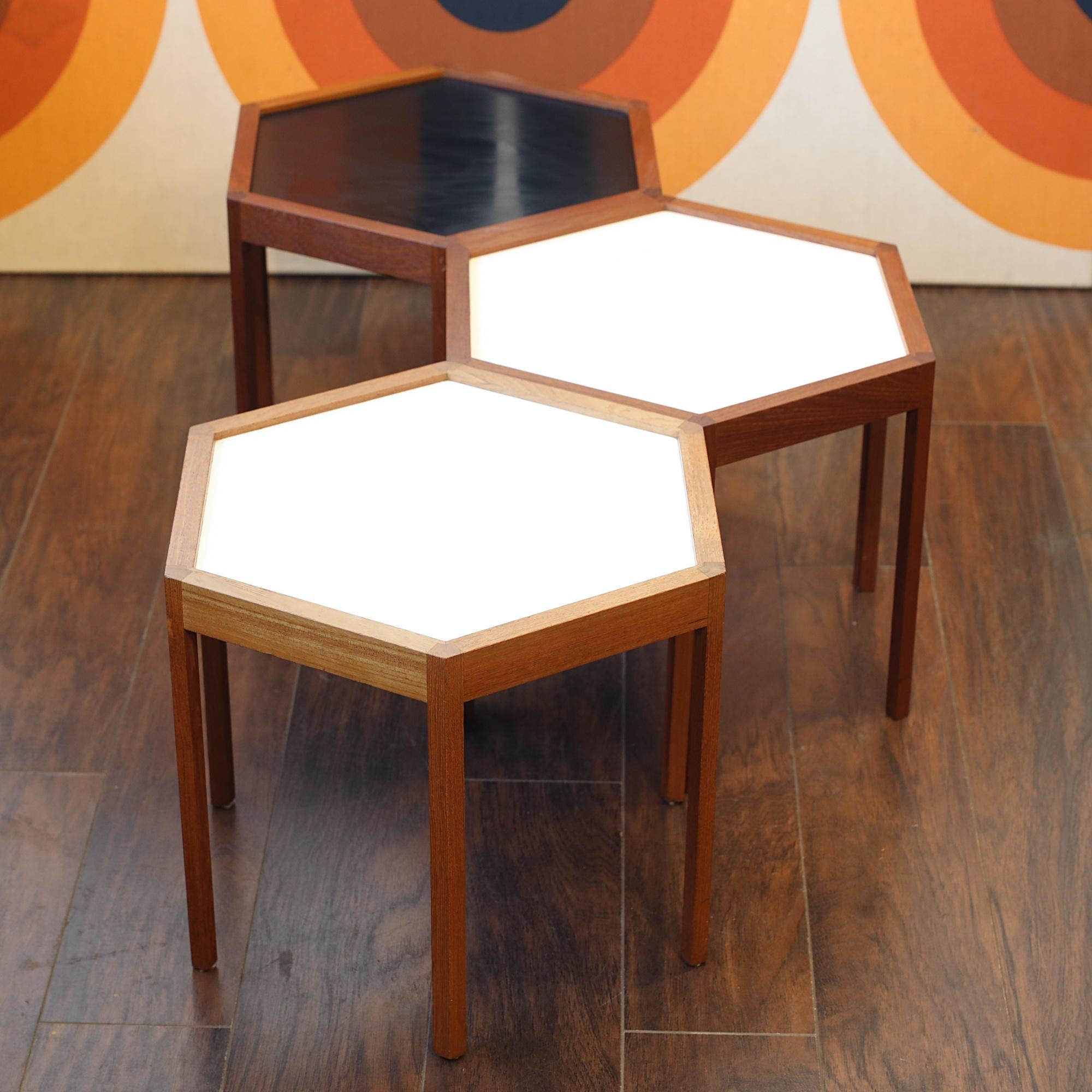 Mid-Century Modern Hexagon Teak Coffee Tables Designed by Hans C Andersen For Sale