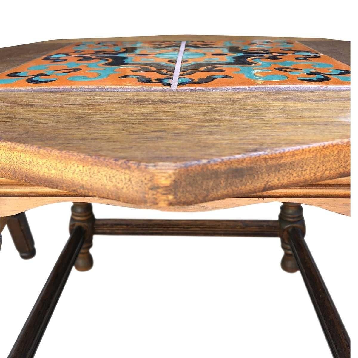 Country Hexagon Top Side Table For Sale