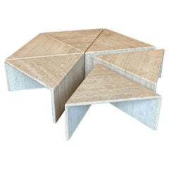 Hexagon Travertine Cocktail Table, Italy, 1970s