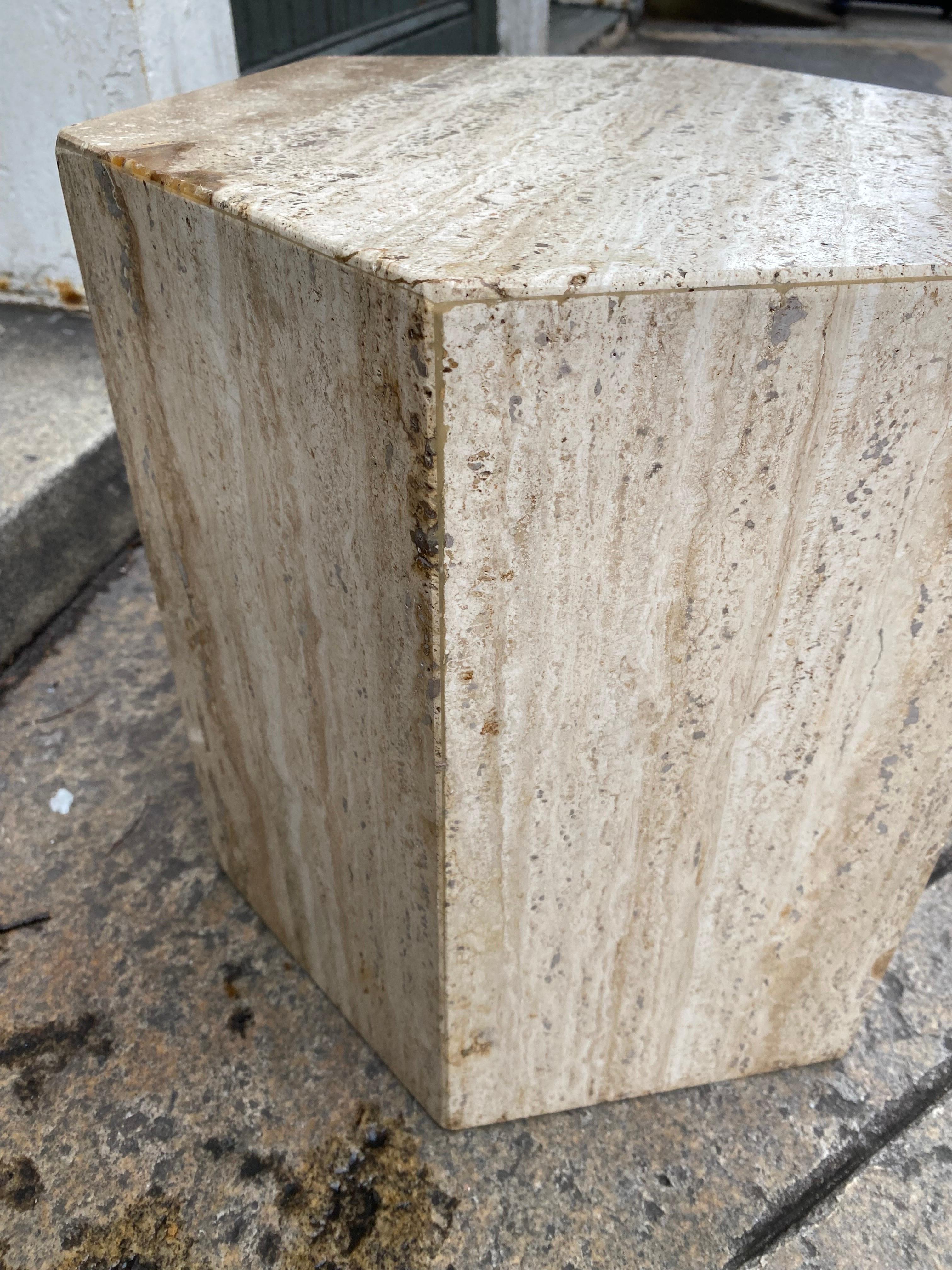 Hexagon Travertine Cube In Good Condition In Philadelphia, PA