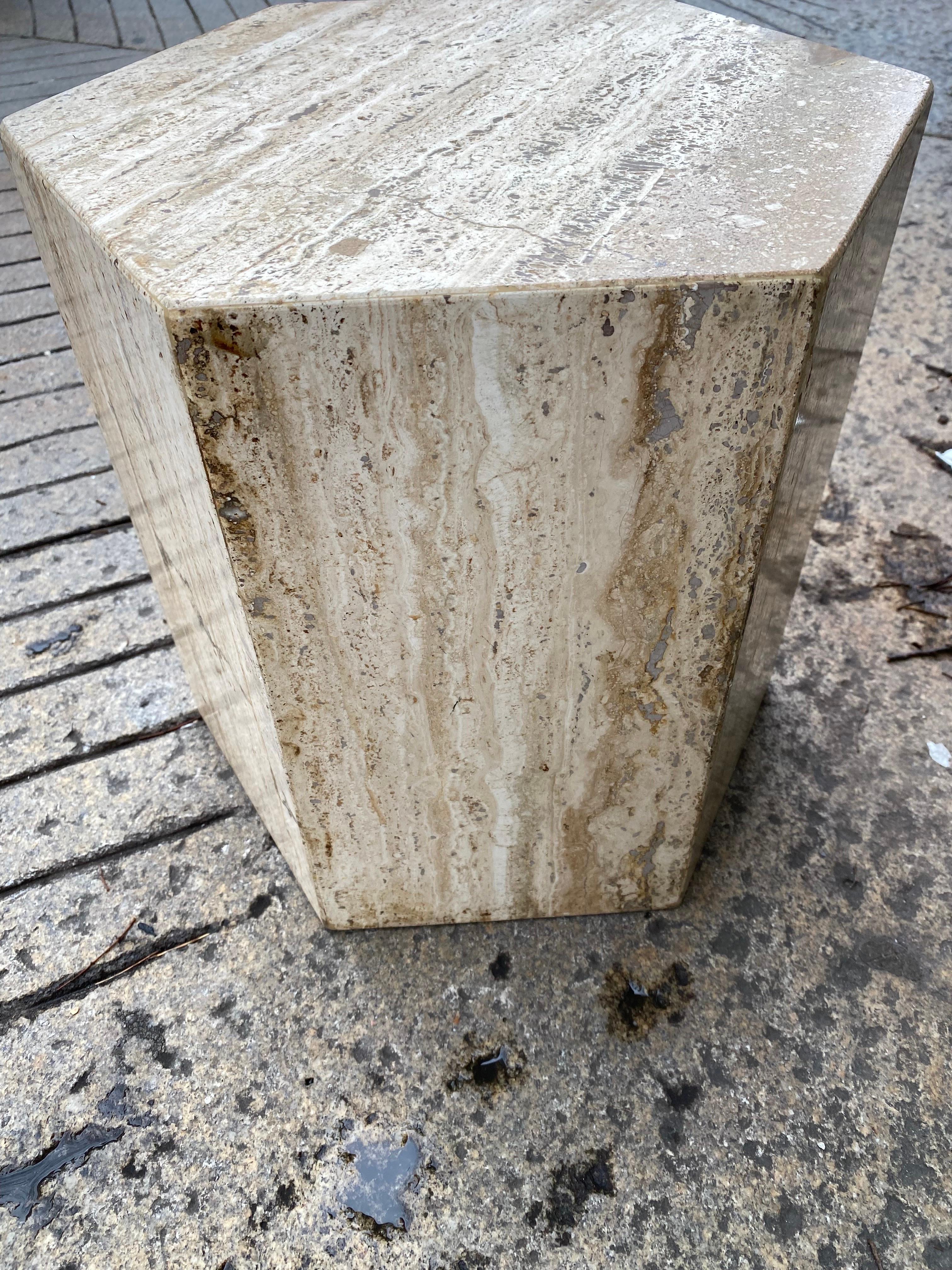 Late 20th Century Hexagon Travertine Cube