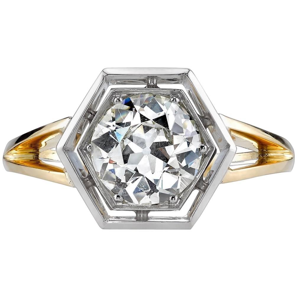 Hexagon Two-Toned Engagement Ring