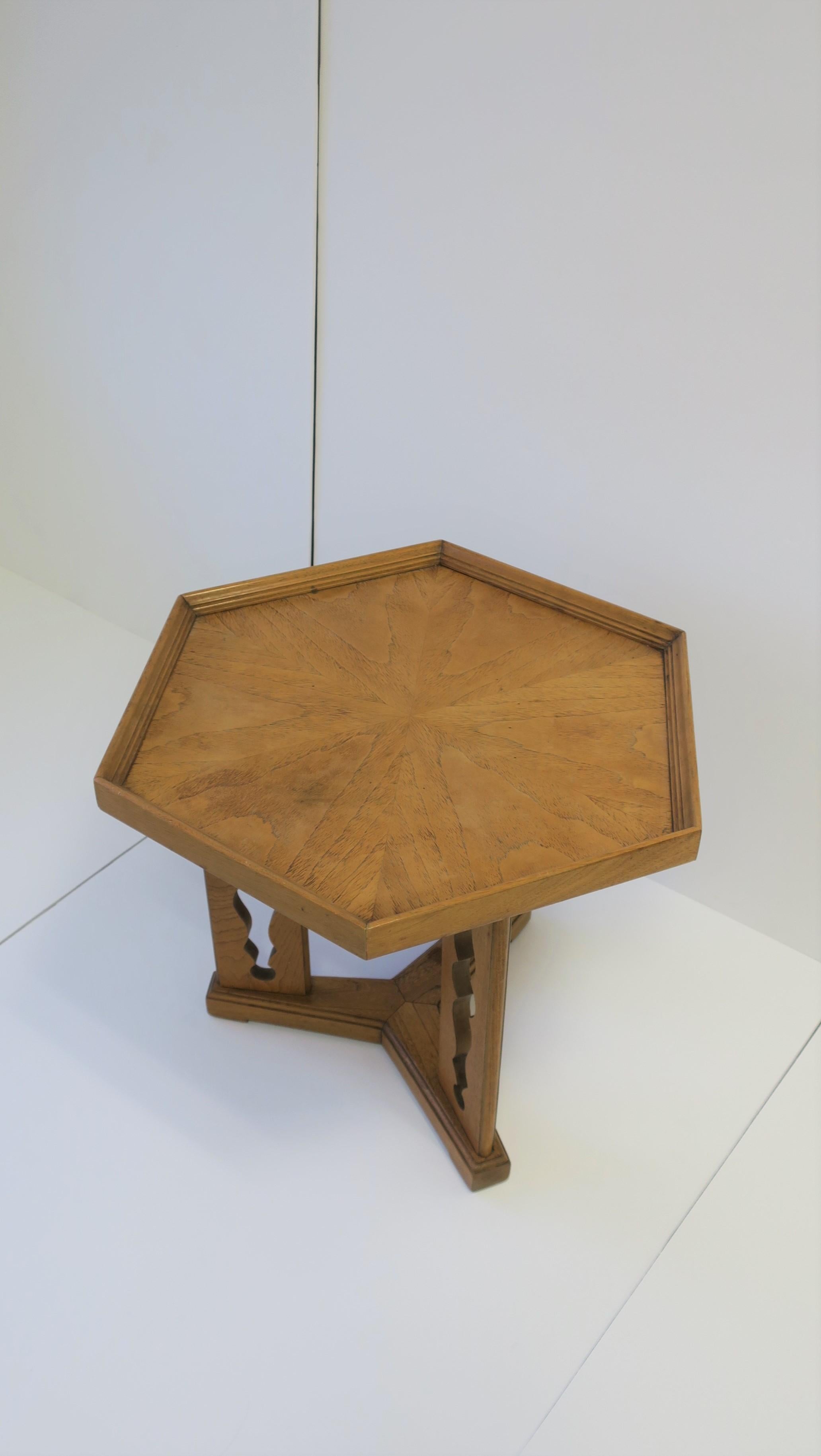 Hexagon Wood Side or End Table Esperanto by Drexel 2