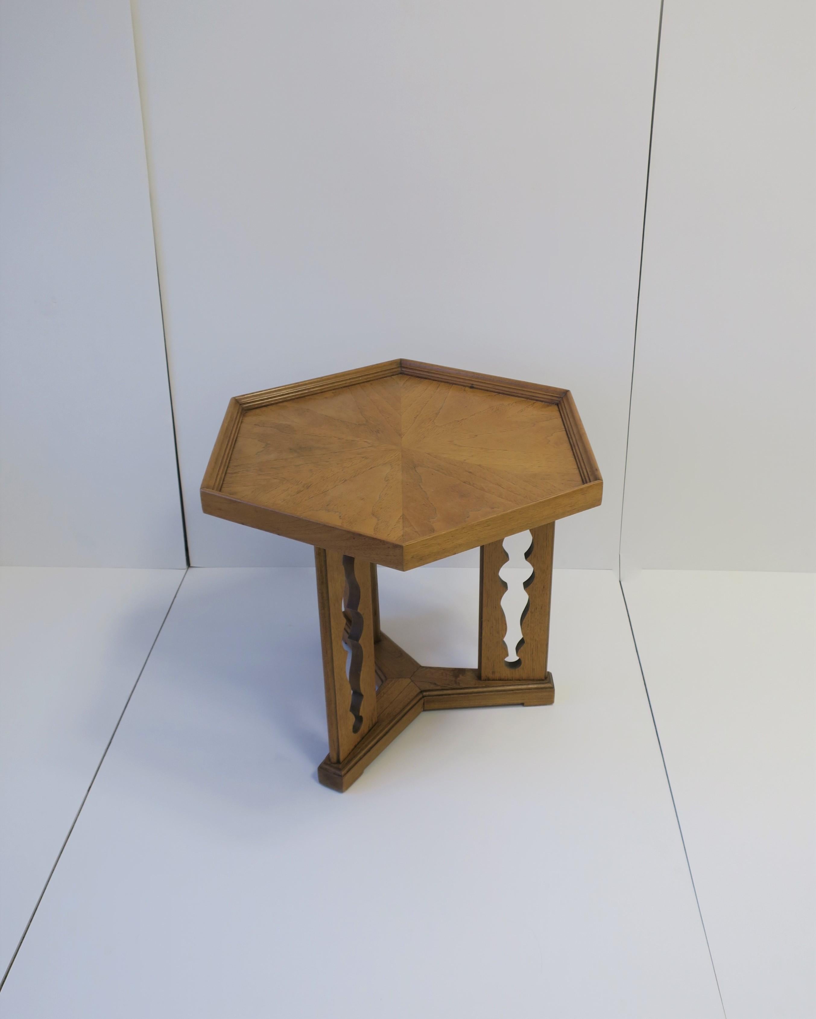 Hexagon Wood Side or End Table Esperanto by Drexel In Good Condition In New York, NY