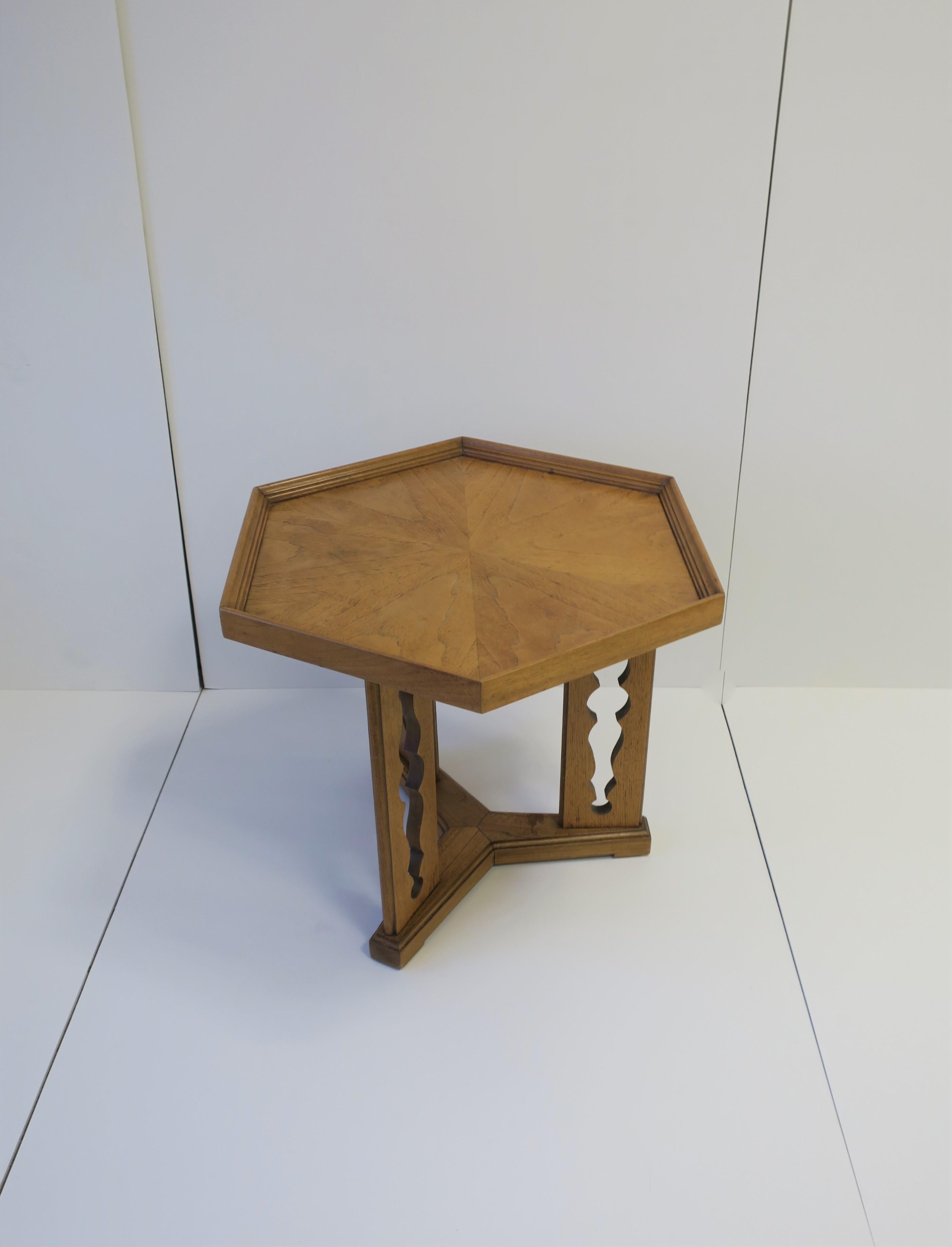Hexagon Wood Side or End Table Esperanto by Drexel 1