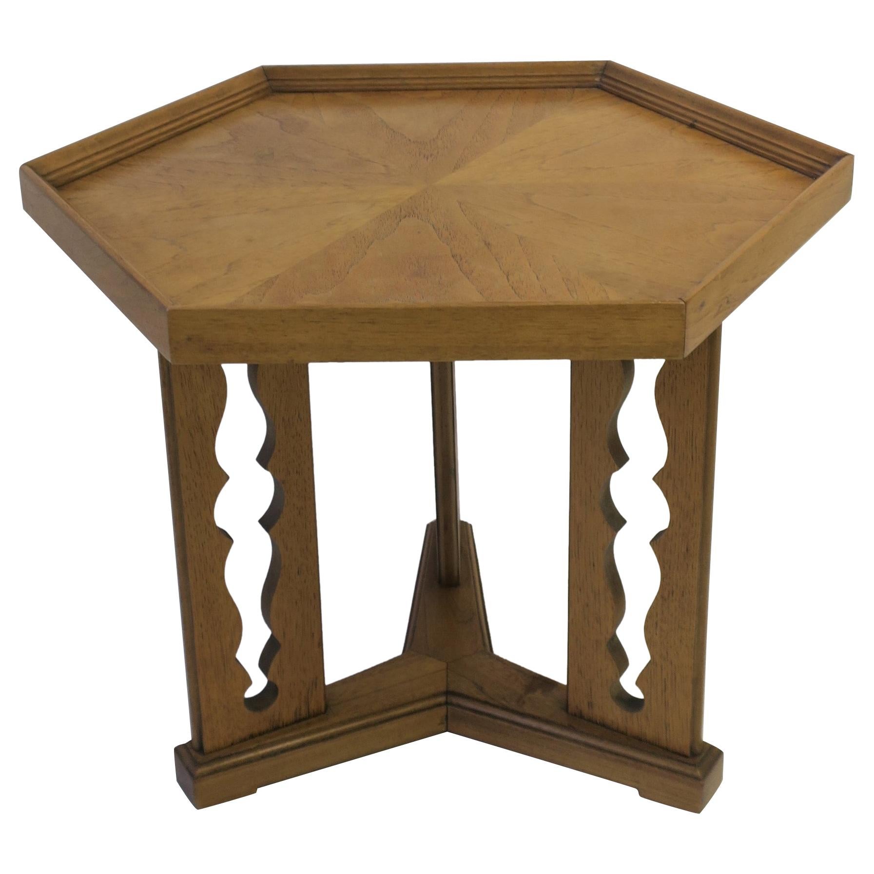 Hexagon Wood Side or End Table Esperanto by Drexel