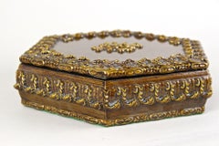 Hexagonal 19th Century Wooden Jewelry Box, Handpainted, Austria ca. 1890