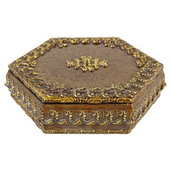 Joyero hexagonal de madera del siglo XIX, pintado a mano, Austria ca. 1890