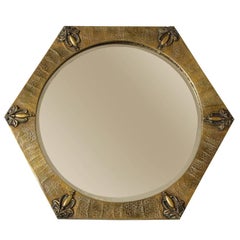 Hexagonal Arts & Crafts Copper Mirror