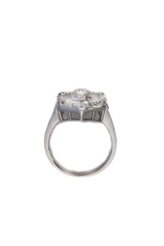 Hexagonal Baguette & Round Diamond Cluster Ring