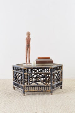 Sechseckiger Cocktailtisch aus Bambus Brighton Chinese Chippendale