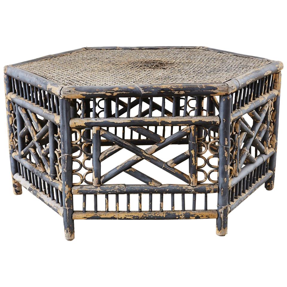 Hexagonal Bamboo Brighton Chinese Chippendale Cocktail Table