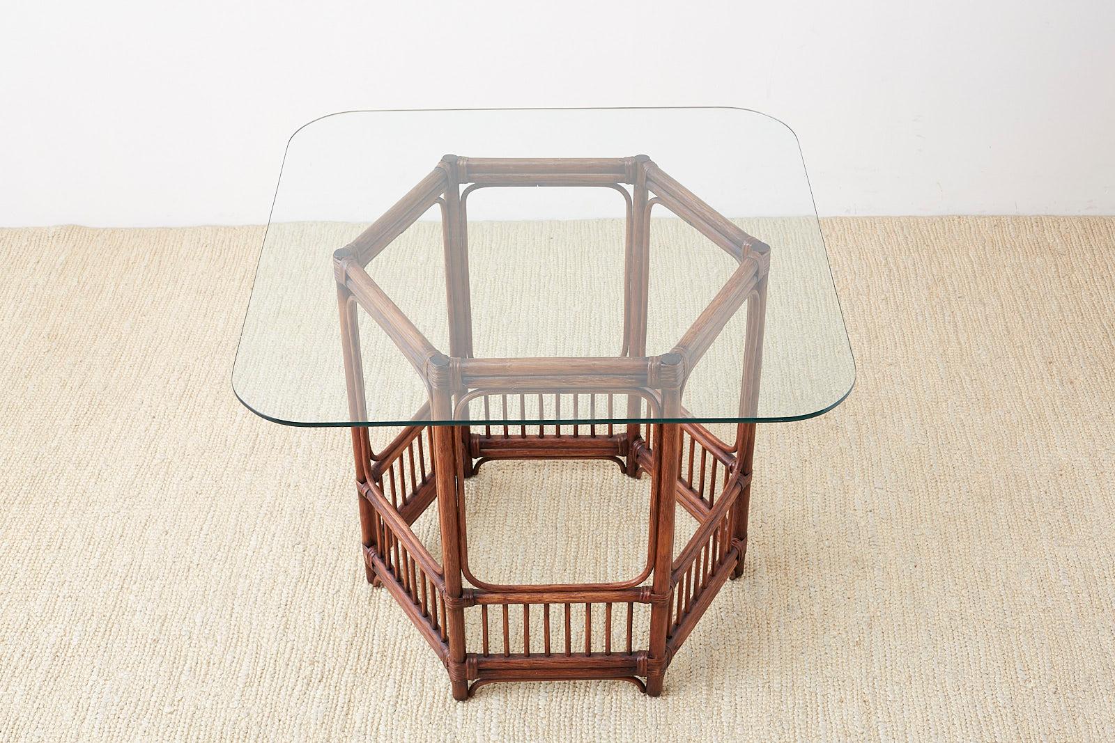Hexagonal Bamboo Rattan Dining or Center Table 1