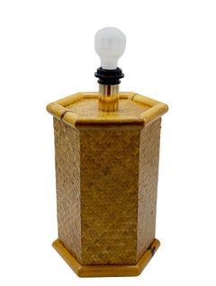 Hexagonal Bamboo Table Lamp, Italy, 1970s