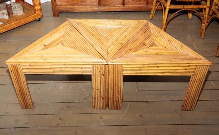 Hexagonal Bamboo Table with Six Triangular Individual Elements For Sale ...