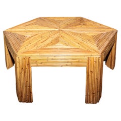 Hexagonal Bamboo Table with Six Triangular Individual Elements