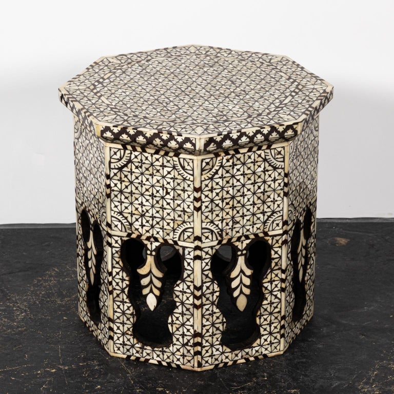 Hexagonal Bone Inlay Table at 1stDibs