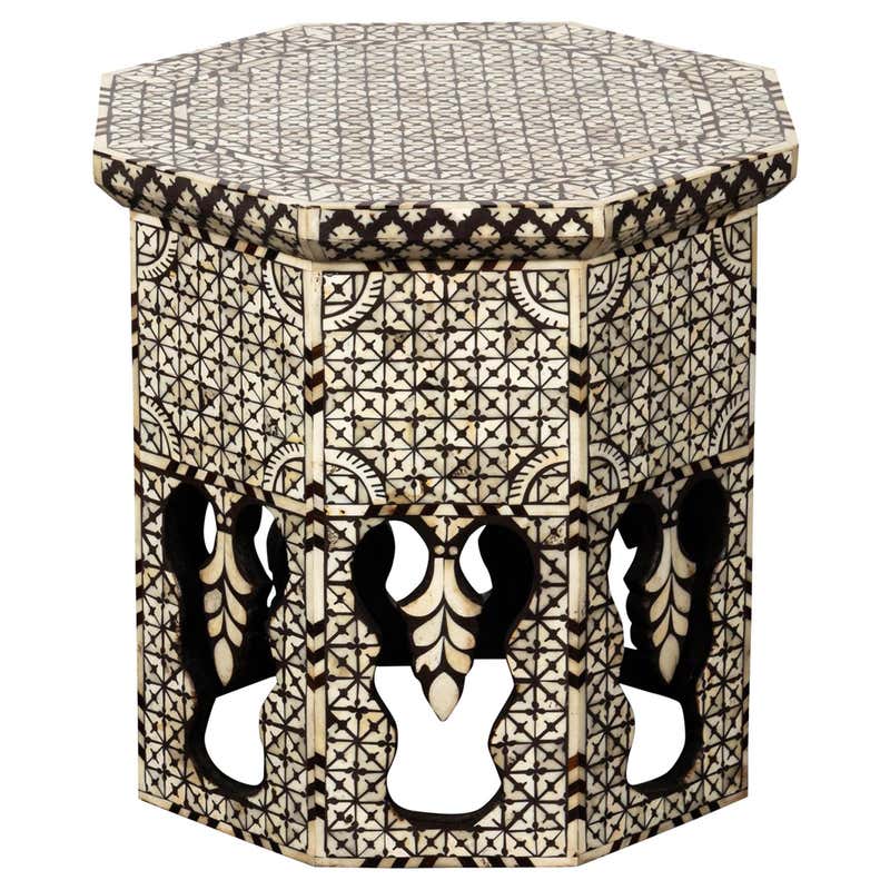 Hexagonal Bone Inlay Table at 1stDibs