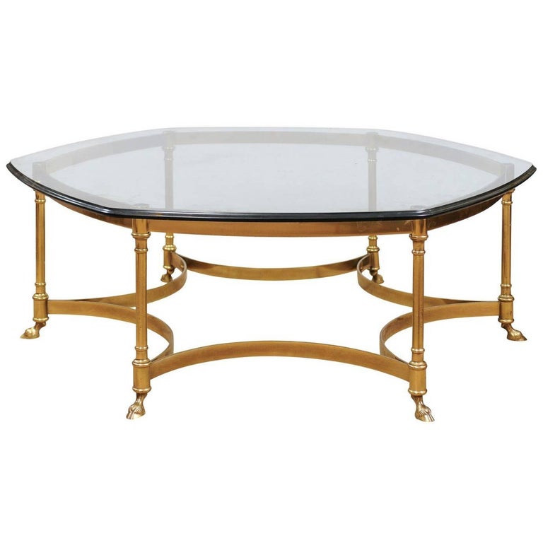 Hexagonal Br And Gl Coffee Table 20th Century At 1stdibs Hexagonal Br And Gl Coffee Table 20th Century For