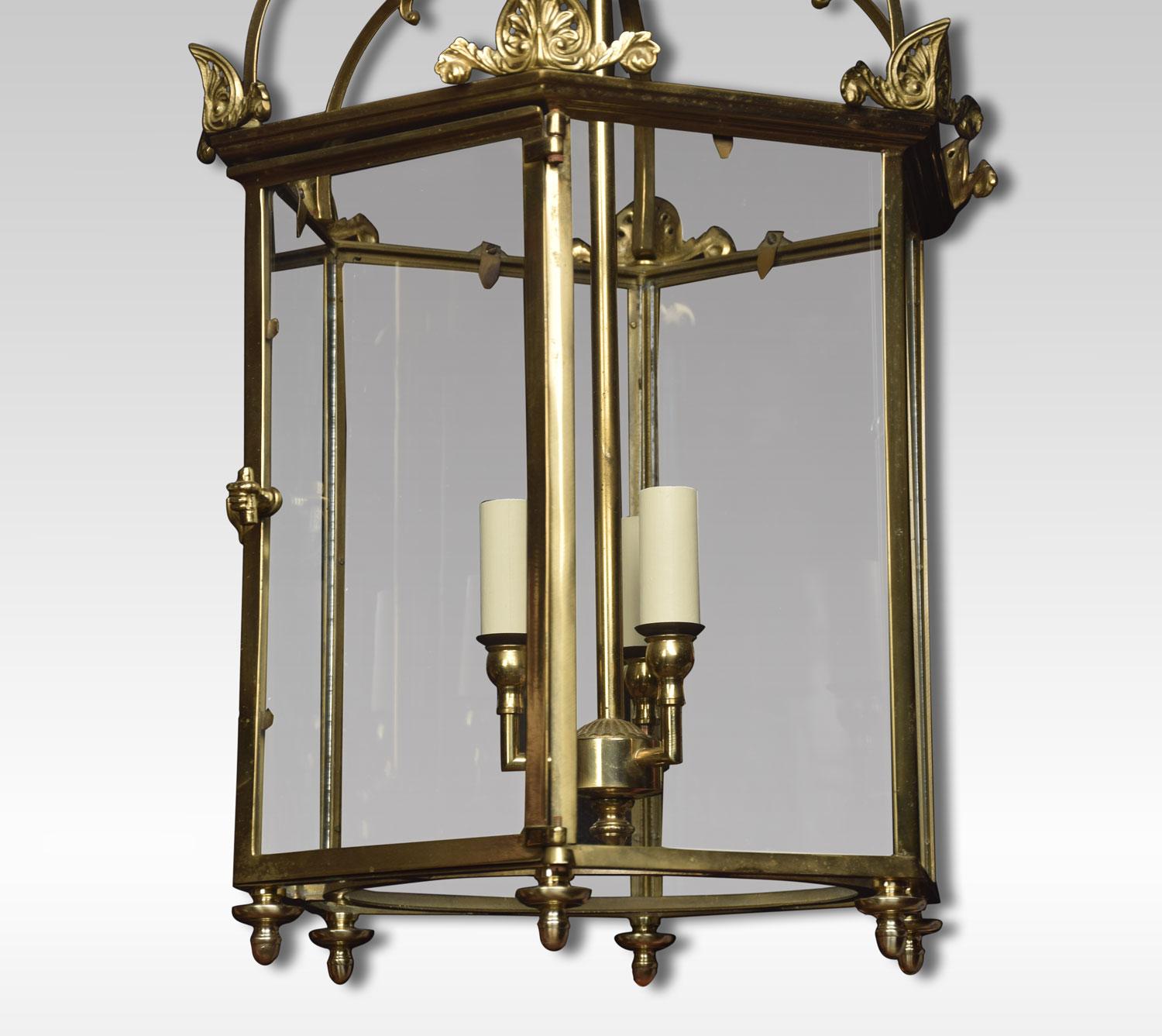 Hexagonal Brass Hall Lantern 1