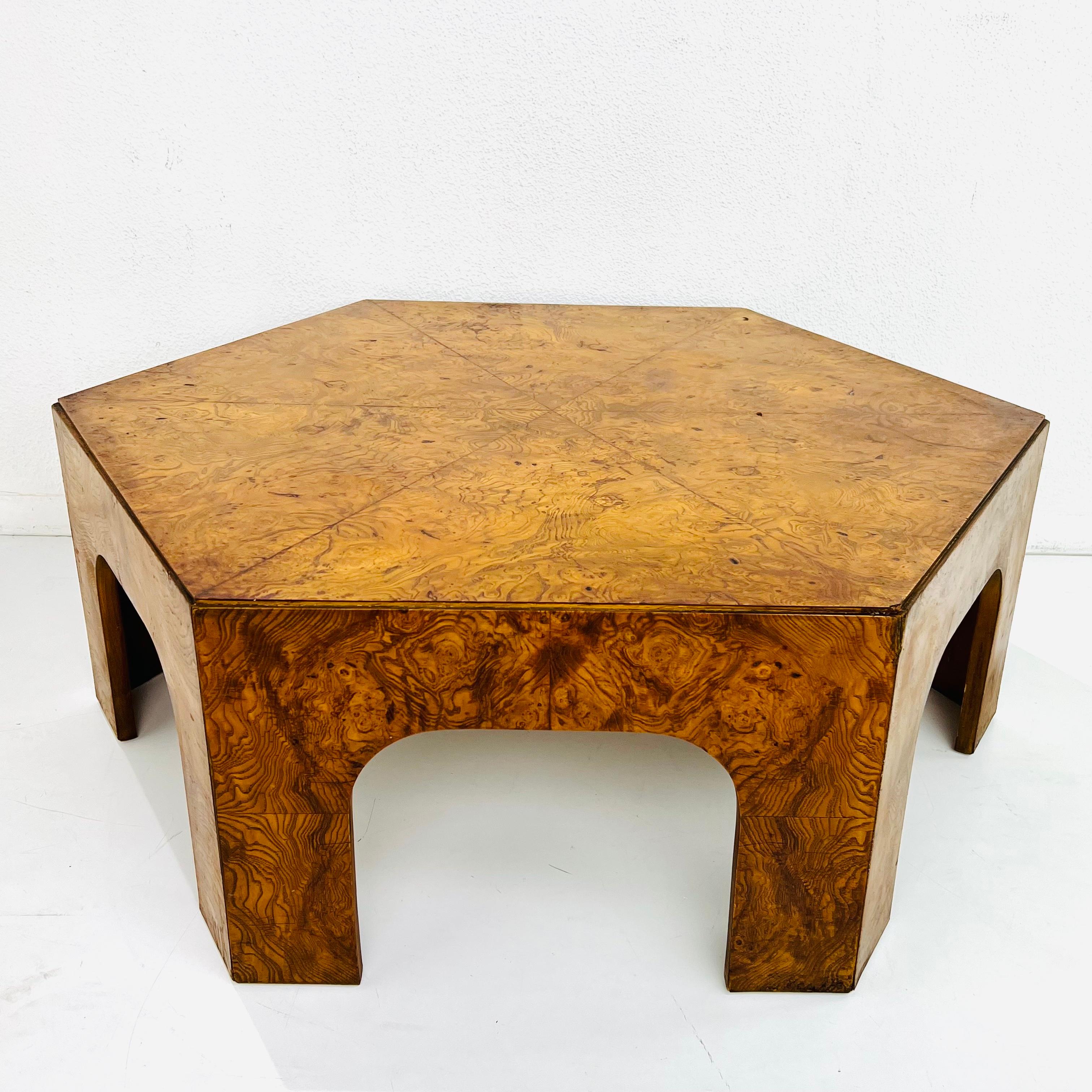 Hexagonal Burl Coffee Table by Lane 10