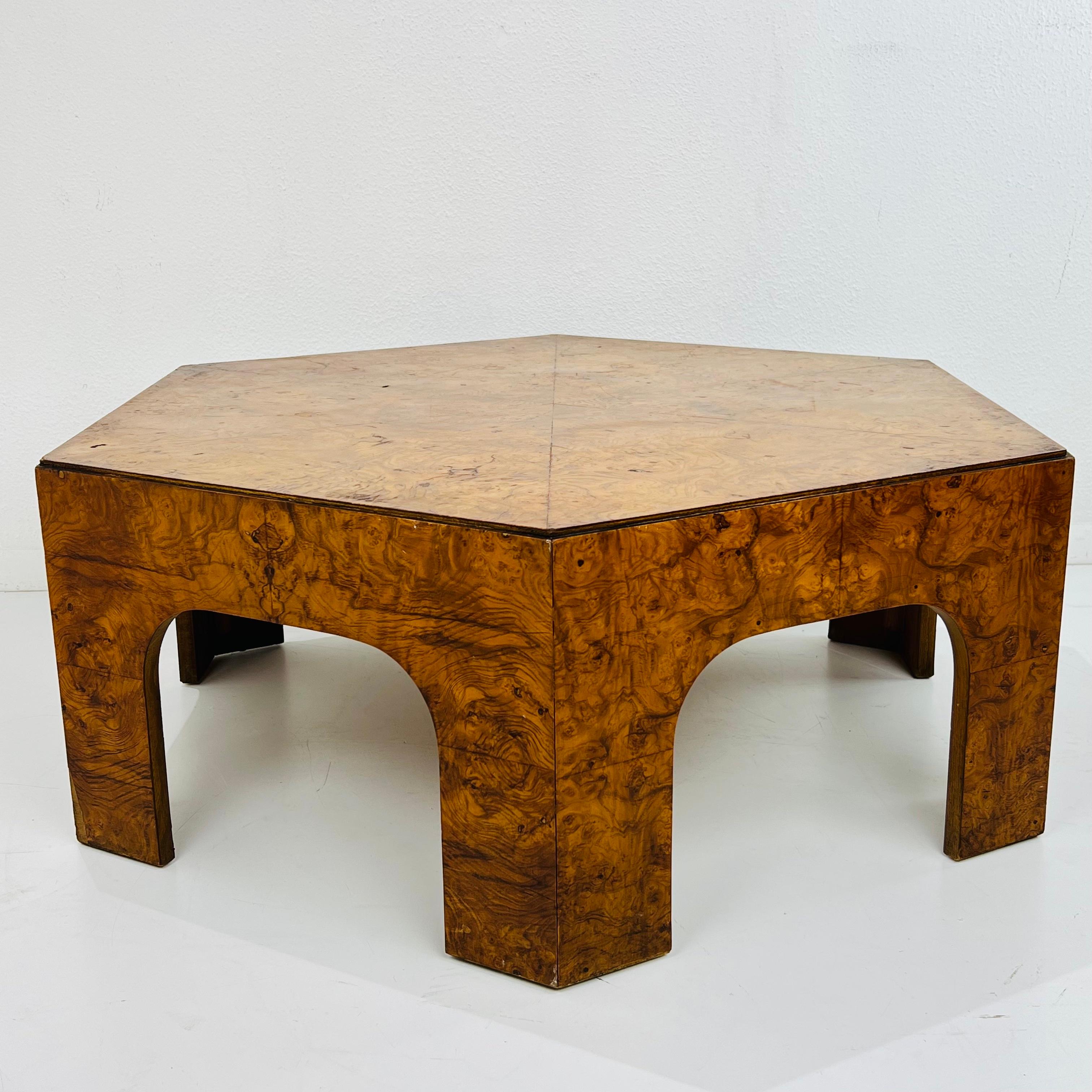 Hexagonal Burl Coffee Table by Lane In Good Condition In Dallas, TX