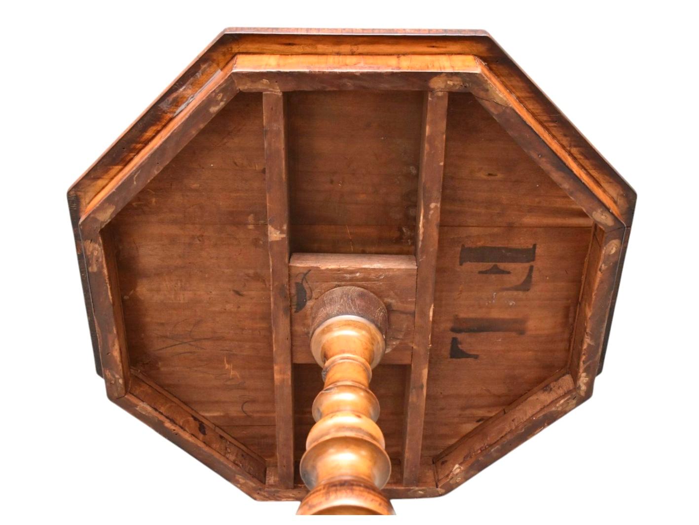 Hexagonal Center Table with Marquetry Inlay Surface In Good Condition For Sale In Bradenton, FL
