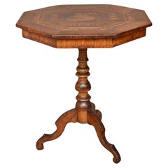 Hexagonal Center Table with Marquetry Inlay Surface
