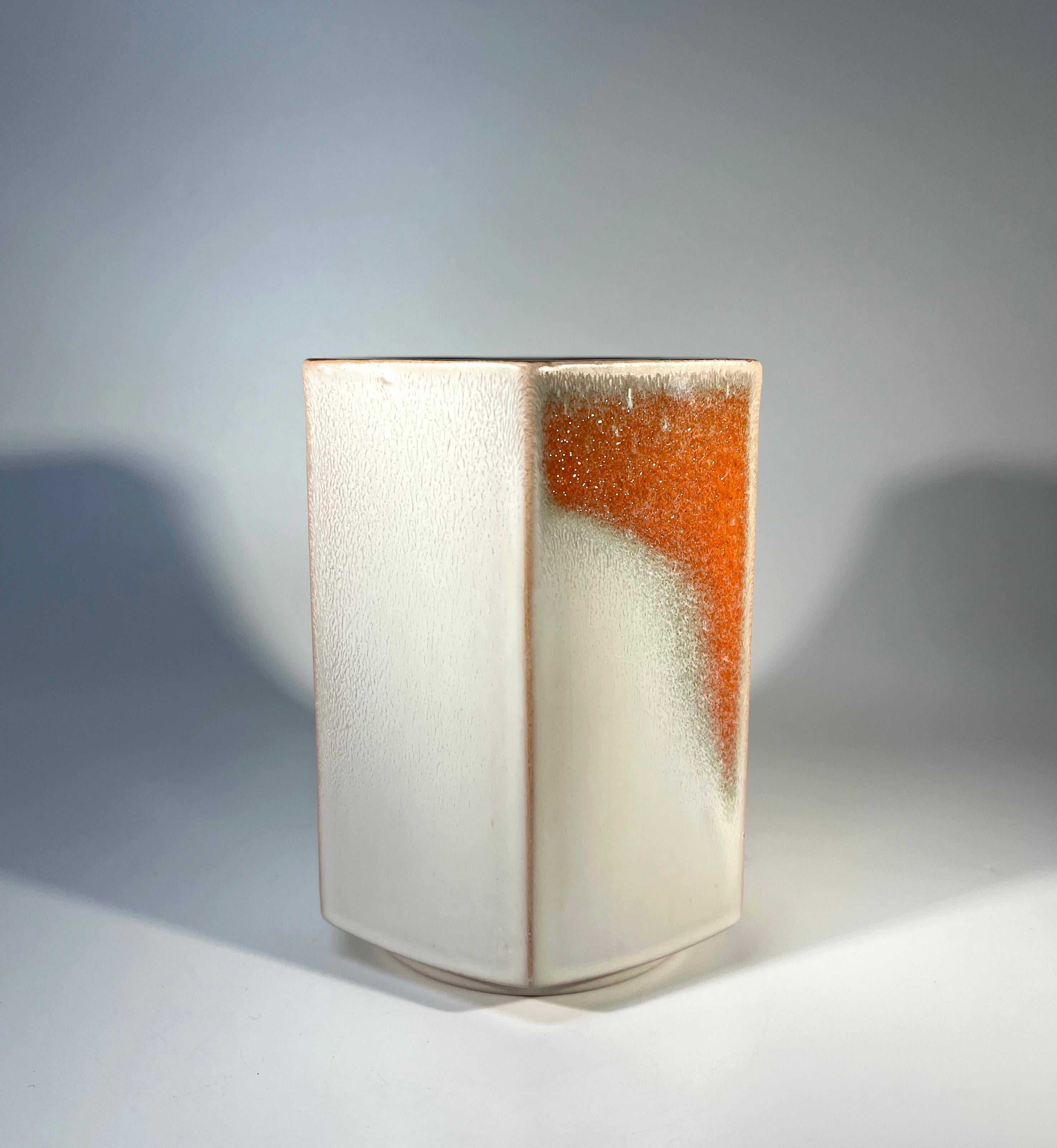 Danish Hexagonal Ceramic Vase By Knabstrup Of Denmark, c1960 For Sale