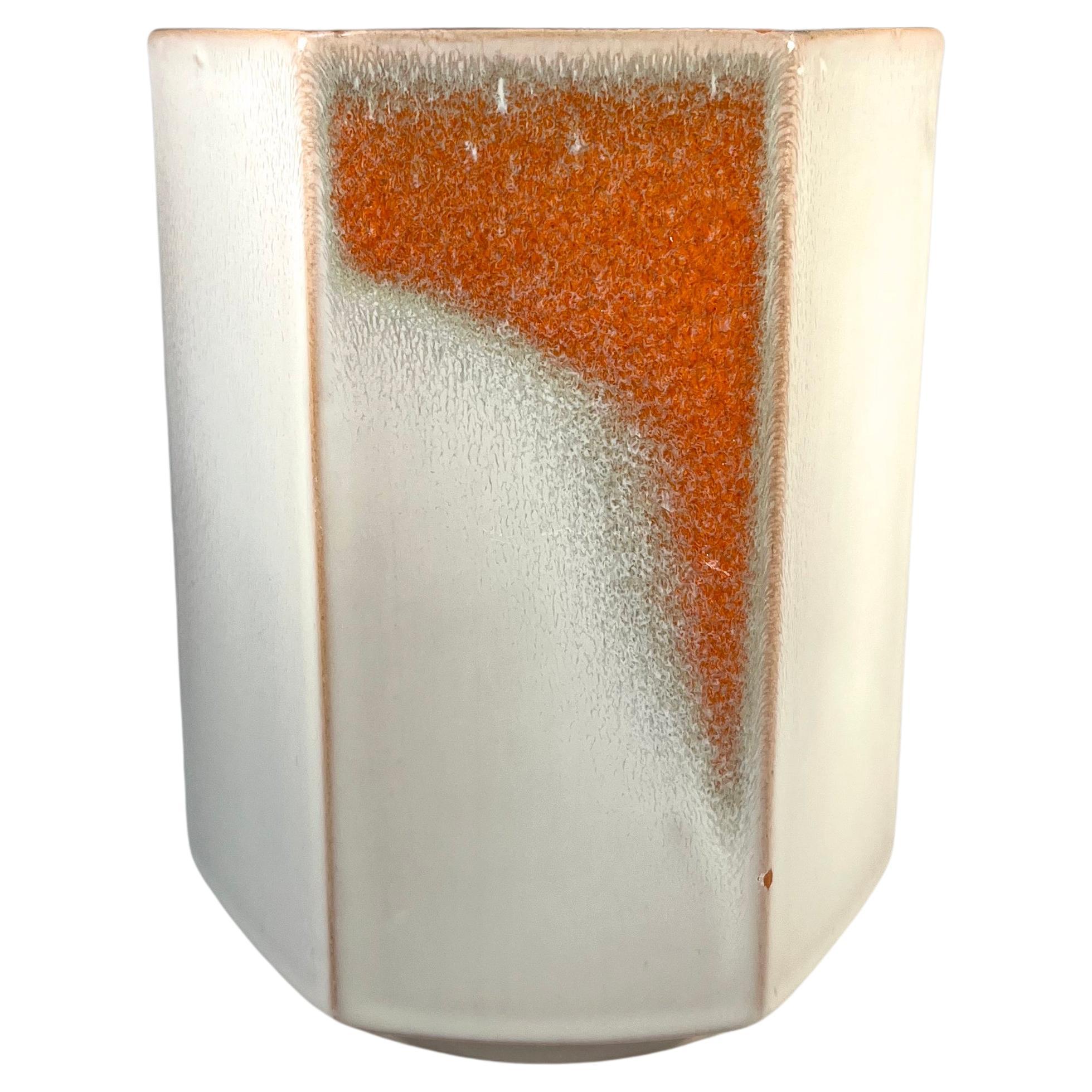 Hexagonal Ceramic Vase By Knabstrup Of Denmark, c1960 For Sale