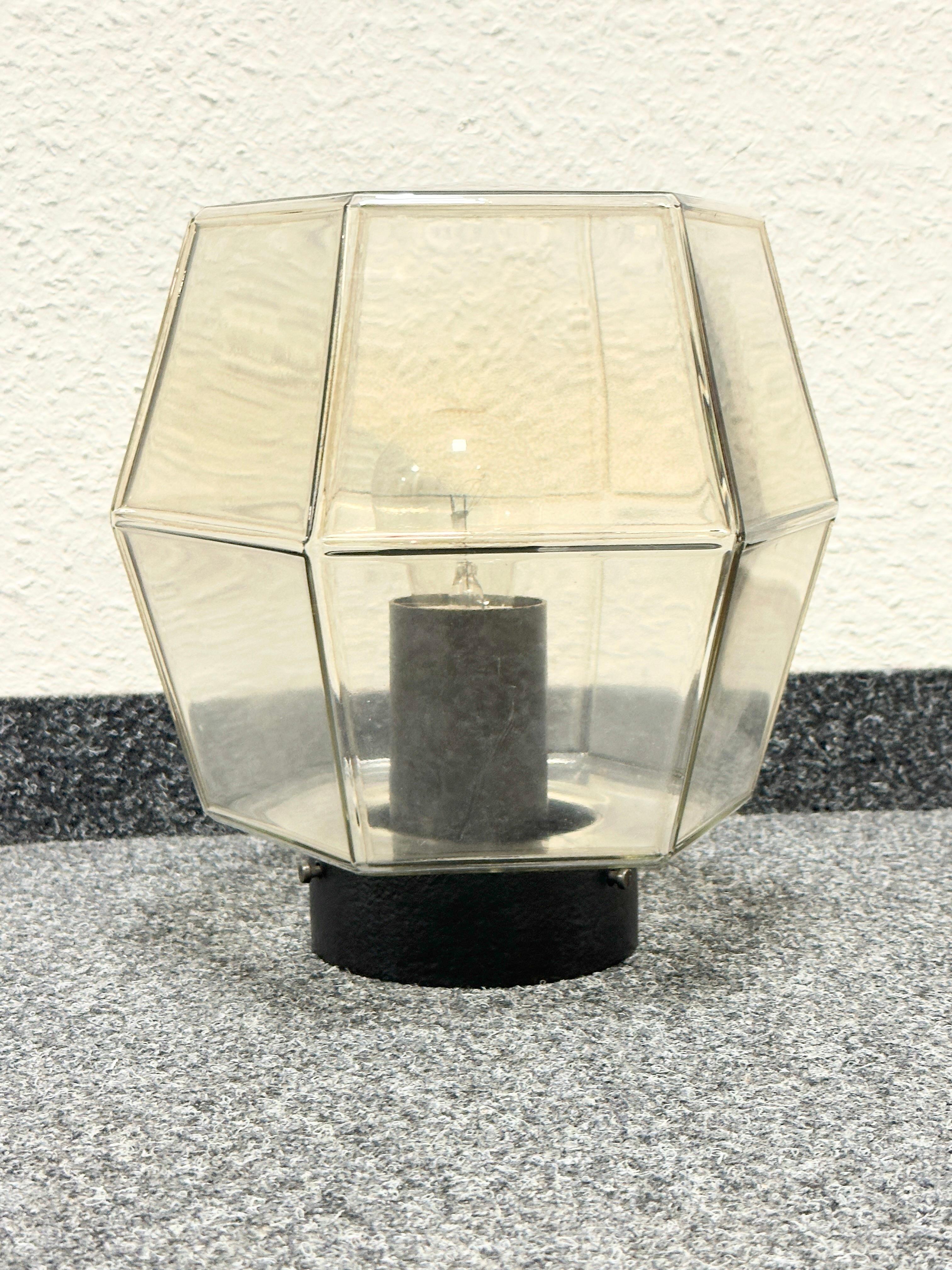 Hexagonal Smoked Glass Flush Mount by RZB Leuchten Germany, 1970s For Sale 6