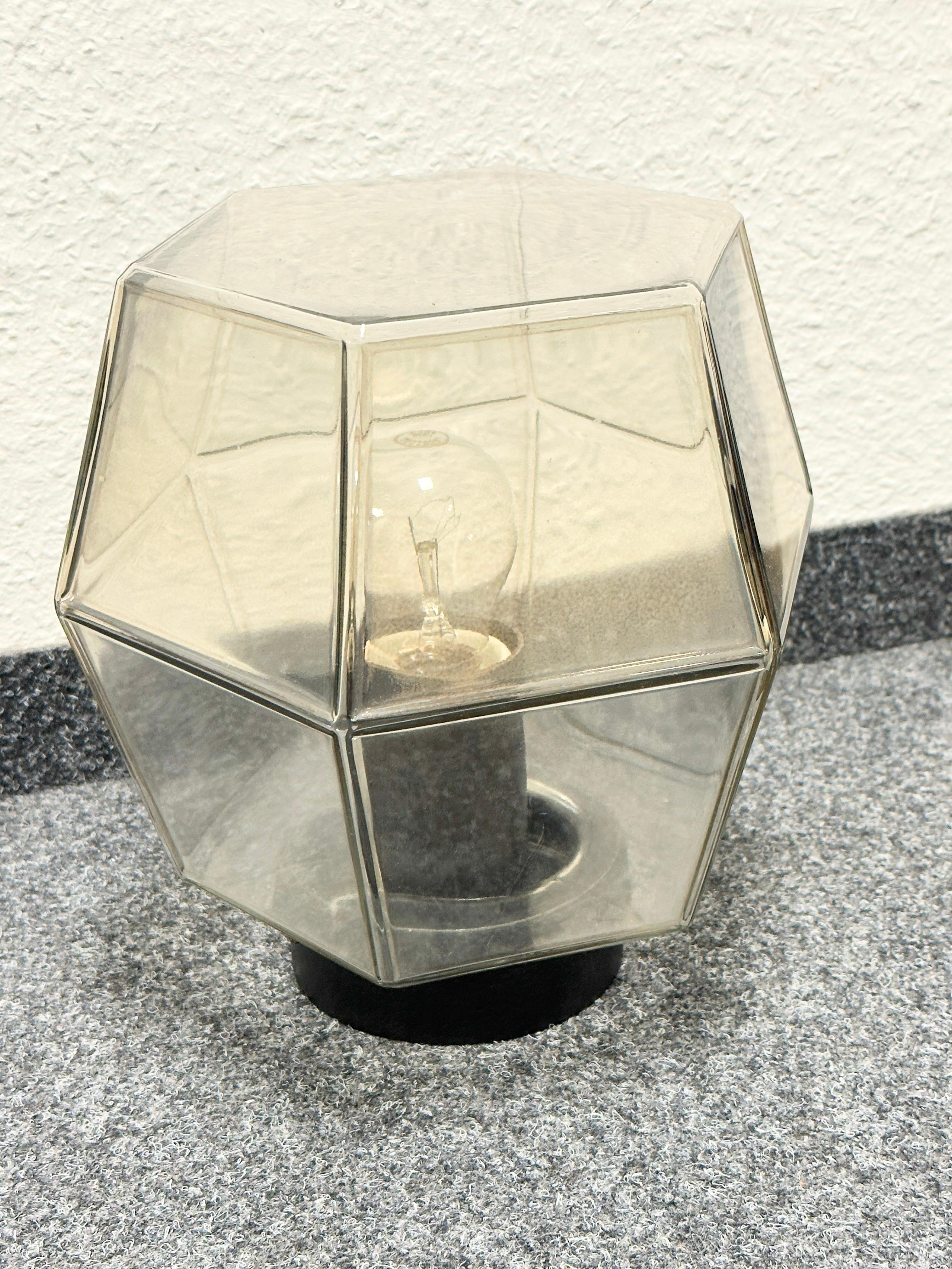 Hexagonal Smoked Glass Flush Mount by RZB Leuchten Germany, 1970s For Sale 7