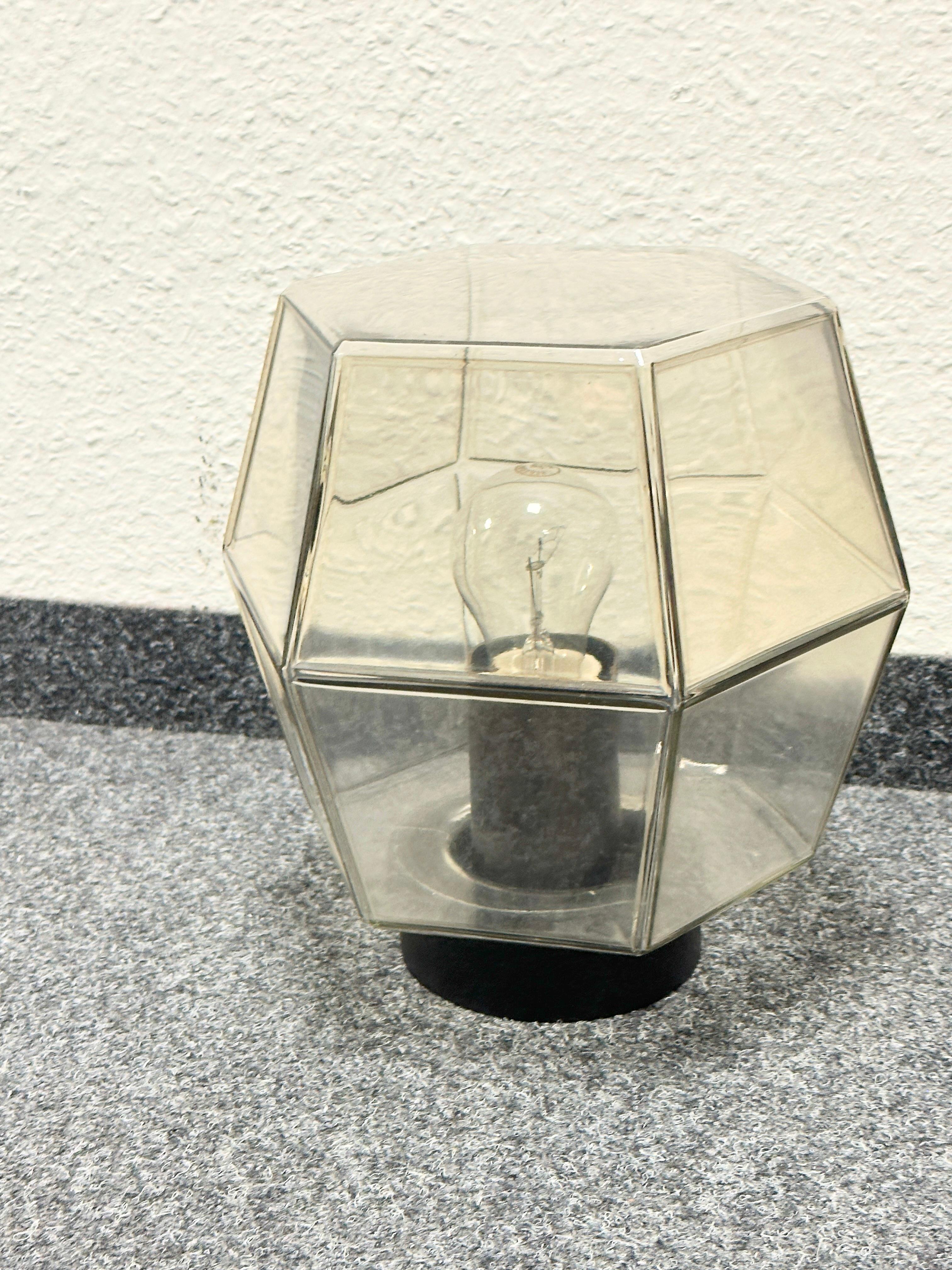 Hexagonal Smoked Glass Flush Mount by RZB Leuchten Germany, 1970s For Sale 8
