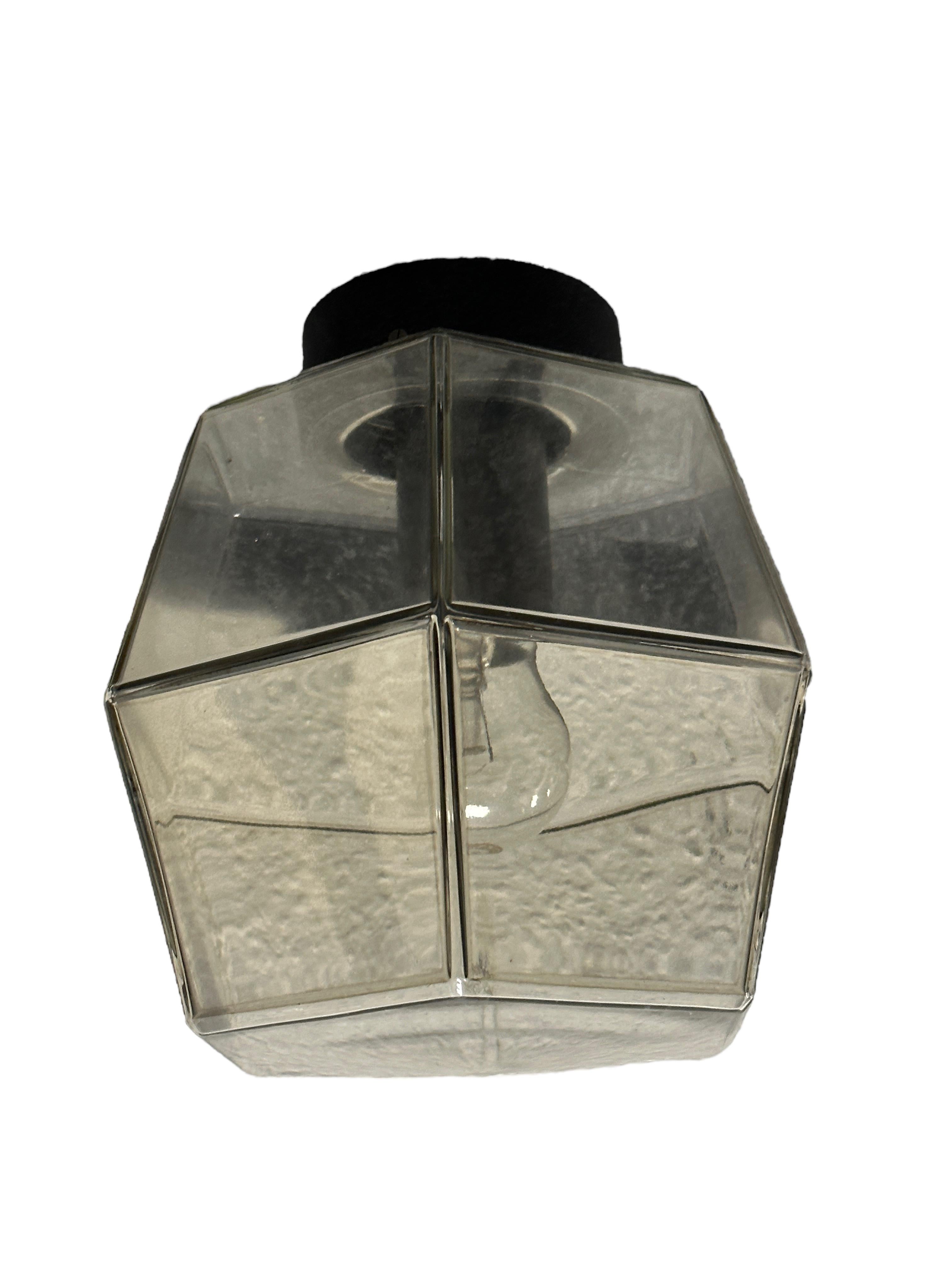 Hexagonal Smoked Glass Flush Mount by RZB Leuchten Germany, 1970s For Sale 1
