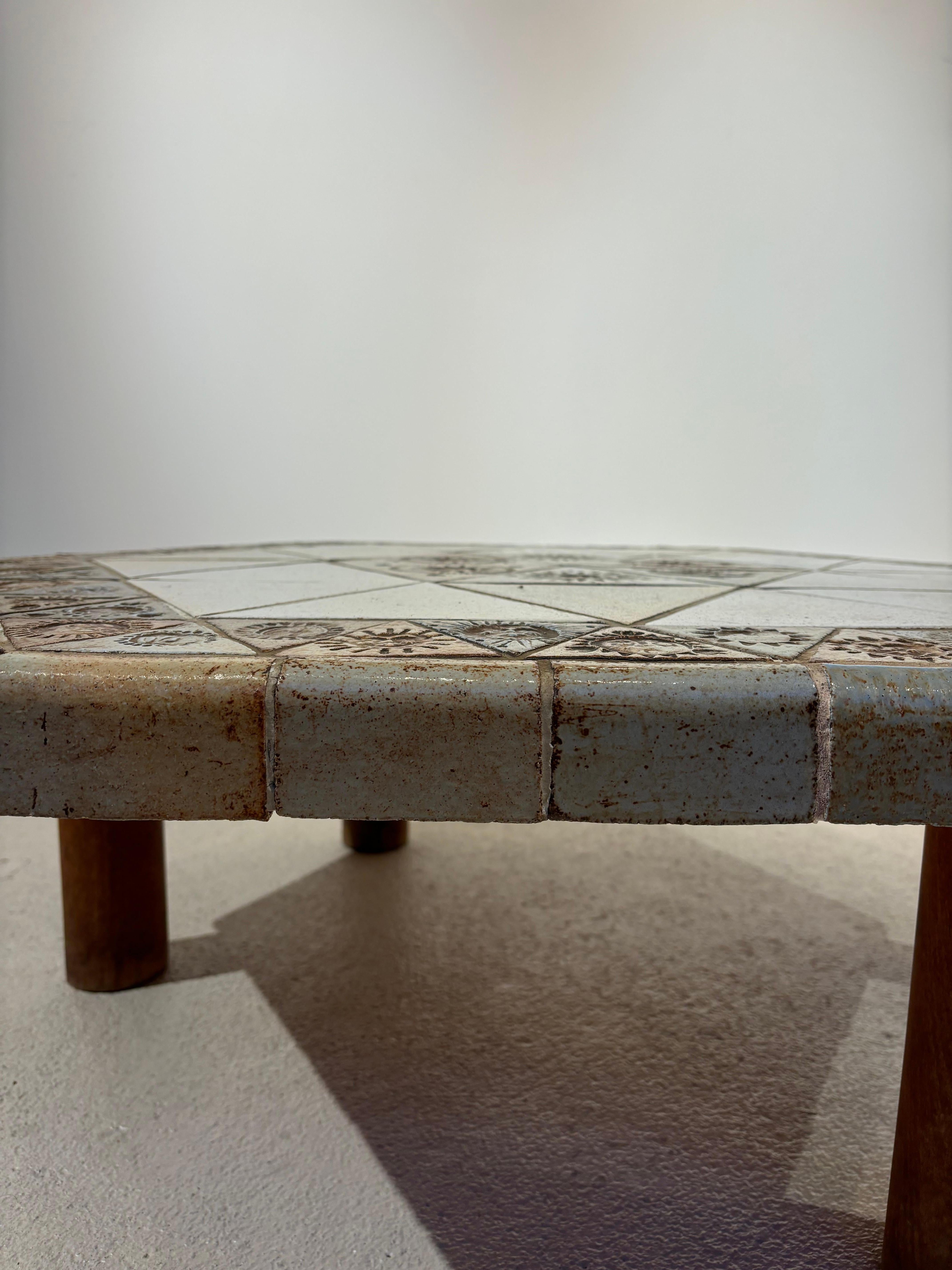 Céramique Table basse hexagonale par Roger Capron en vente
