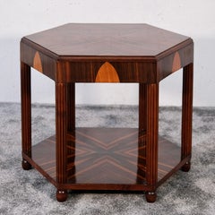 Sechseckiger Couchtisch aus Makassar, frühes französisches Art déco, 1920er Jahre