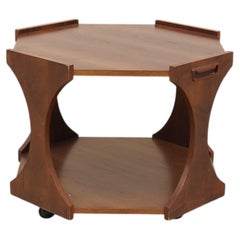 Hexagonal Coffee Table, Italy, 1970s trolley trolley brutalist walnut