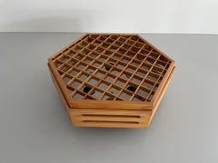 Hexagonal Design Flush Mount Wood Lamp, 1970s, Germany