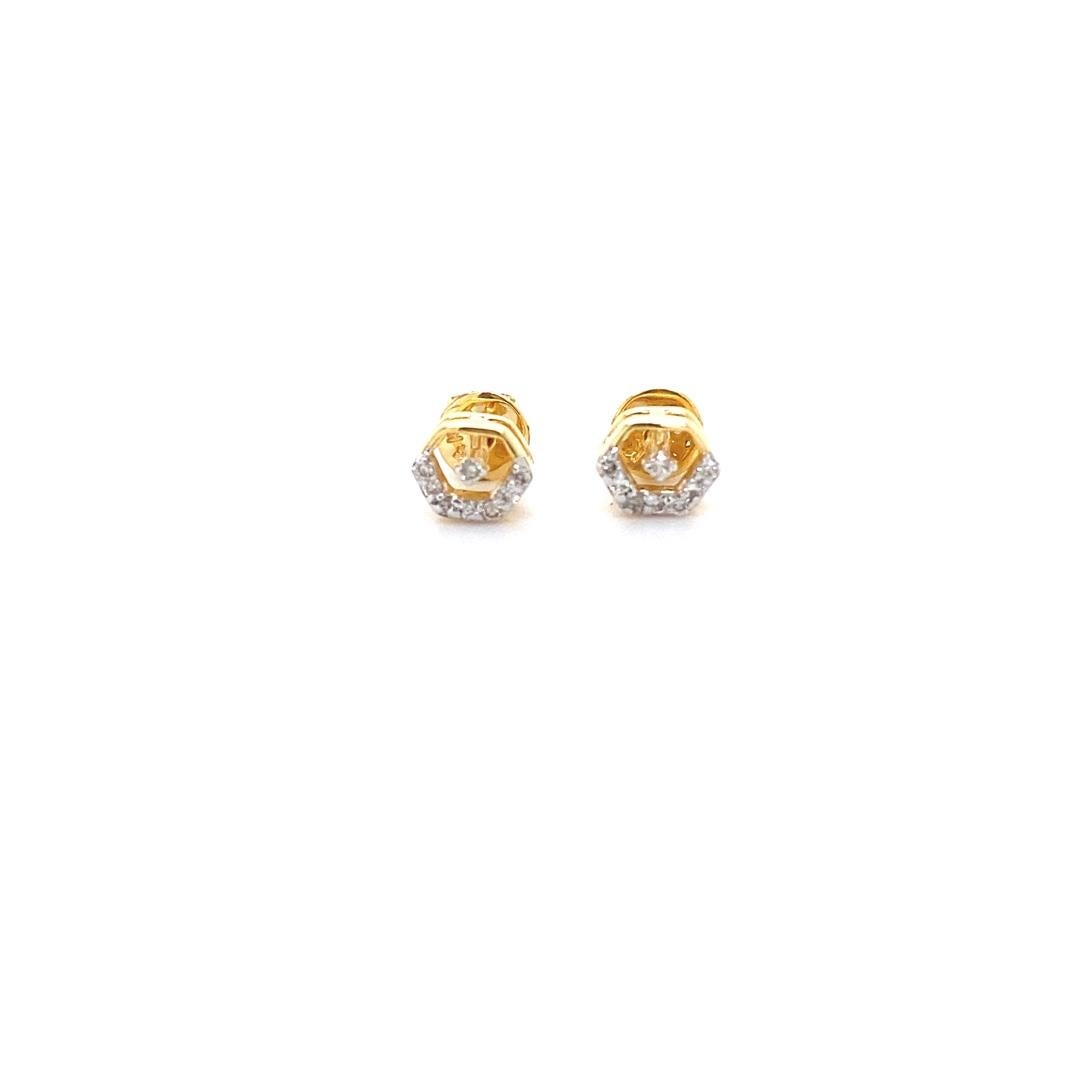 The Hexagonal Design Diamond Kid Earrings are a sophisticated and enchanting adornment for young trendsetters. Created from 18K solid gold, these earrings showcase a captivating hexagonal motif embellished with sparkling diamonds. The combination of