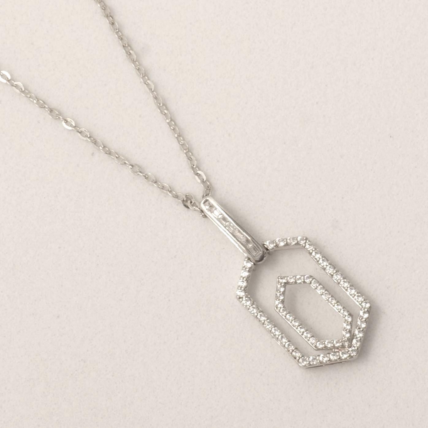 De las mujeres Collar Colgante de Diamantes Hexagonales de Oro Macizo de 14 K (Certificado) en venta