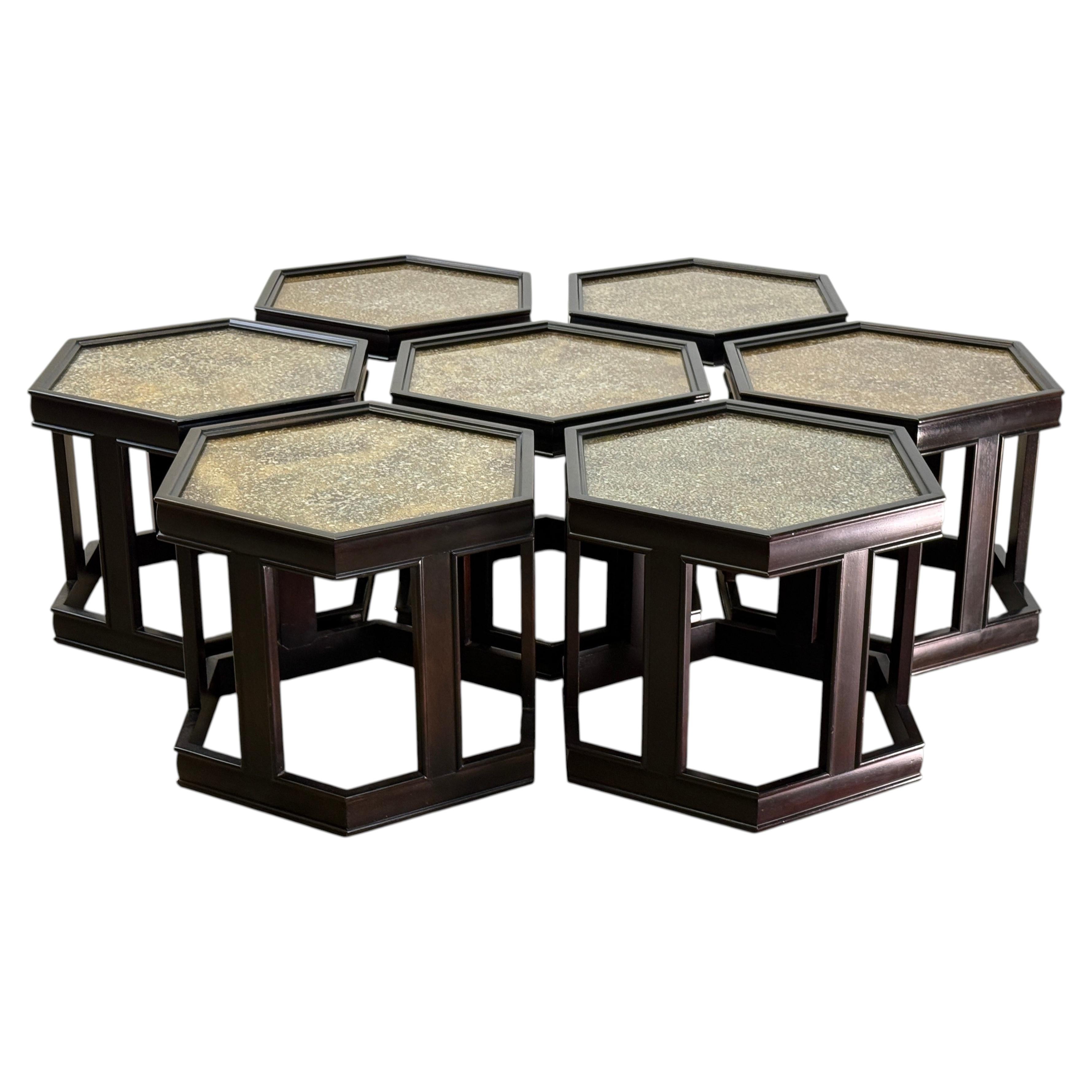 Hexagonal 'Domino' Side Tables by John Keal for Brown-Saltman