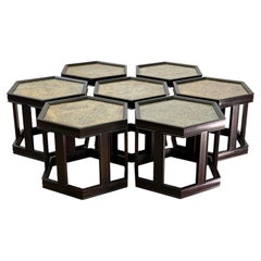 Hexagonal 'Domino' Side Tables by John Keal for Brown-Saltman