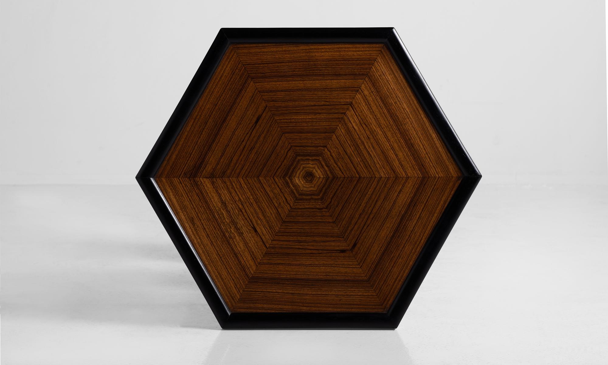 Hexagonal Ebonised Table, England, 20th Century In Good Condition In Culver City, CA