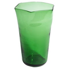 Hexagonal Empoli Glass Vase, 1950s