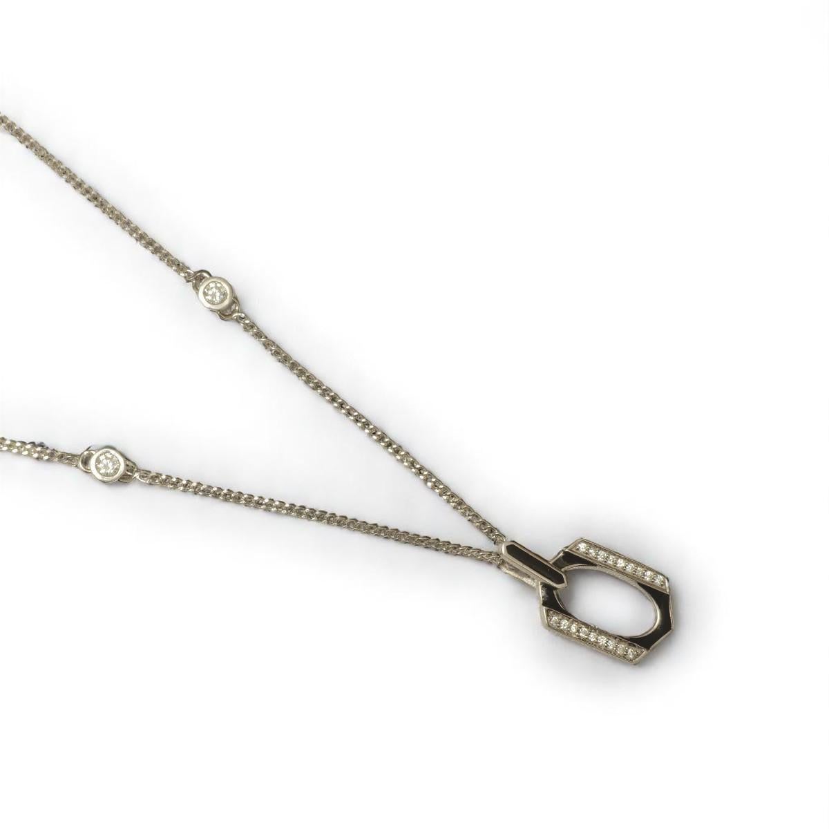 Hexagonal Enamel Diamond Pendant Necklace in 14k Solid Gold (Certified) In New Condition For Sale In New Delhi, DL