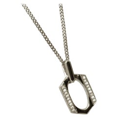 Collana con diamante smaltato esagonale in oro massiccio 14k (certificato)