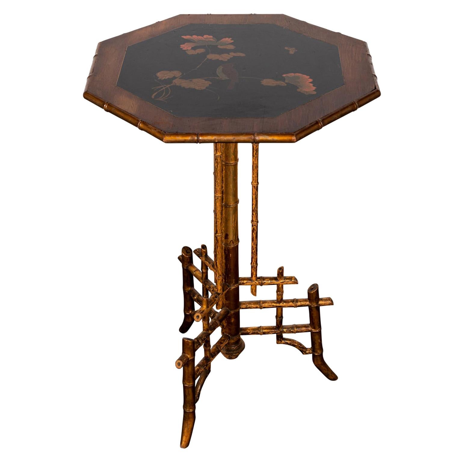 Hexagonal Faux Bamboo Side Table