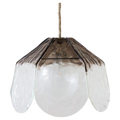 Hexagonal Flower-shaped Murano glass hanging lamp, Carlo Nason, 1960s