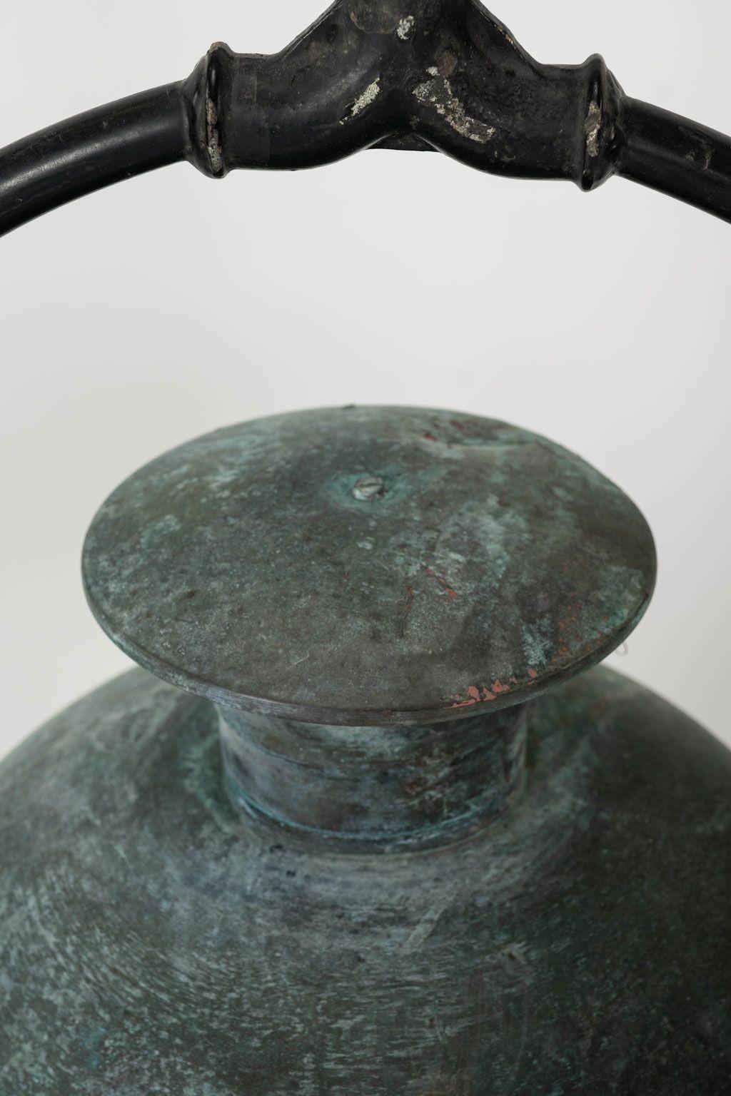 Farol hexagonal de cristal abovedado verde verdigris cobrizo en Bueno estado para la venta en Houston, TX