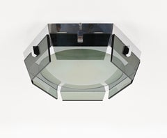 Sechseckige Decken- oder Wandleuchte aus grünem Glas und Chrom von Veca, Italien 1970er Jahre